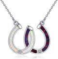wholesale 925 Sterling Silver Opal Triple Horseshoe Pendant Necklace Luck s for Women-0-0
