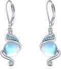 wholesale 925 Sterling Silver Blue Moonstone Spiral Drop Earrings with Leverbacks for Women and Teen Girls-0-0