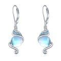 wholesale 925 Sterling Silver Blue Moonstone Spiral Drop Earrings with Leverbacks for Women and Teen Girls-0-0