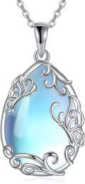 wholesale 925 Sterling Silver Blue Moonstone Mother Daughter Pendant Necklaces Gifts for Women Girls Mothers' Day Birthdays-0-0