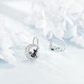 wholesale 925 Sterling Silver Black Cat on Moon with Stars Leverback Earrings-0-4