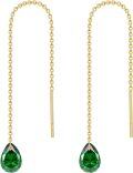 wholesale 14K Solid Gold Birthstone Threader Earrings for Women Dangle Drop Jewelry Gifts-0-0