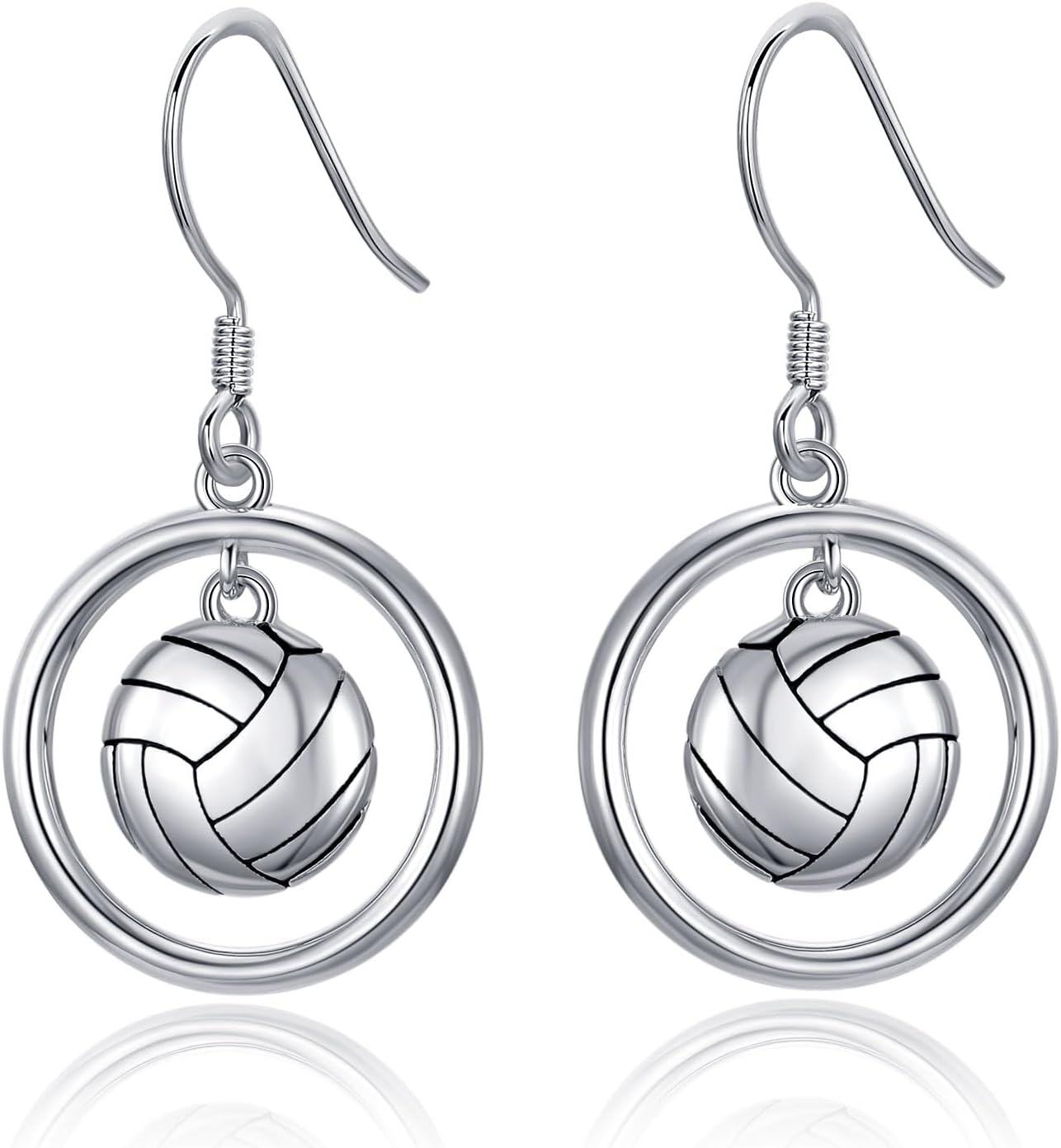  Sterling Silver Sports Earrings for Women Soccer Basketball Volleyball Softball Football Tennis Dangle Jewelry -Volleyball