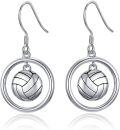 wholesale 925 Sterling Silver Sporty Circle Ball Drop Earrings - Soccer/Volleyball/Basketball/Football/Tennis-0-0