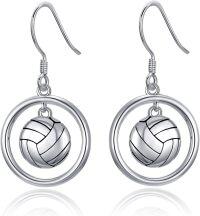 wholesale 925 Sterling Silver Sporty Circle Ball Drop Earrings - Soccer/Volleyball/Basketball/Football/Tennis-Volleyball