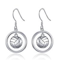 wholesale 925 Sterling Silver Volleyball Dangle Earrings-Volleyball