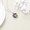 wholesale 925 Sterling Silver Rainbow Crystal Sunflower & Butterfly Pendant Necklace-0-4