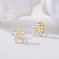 wholesale 14K Gold Flower Diamond Stud Earrings - Gift for Her-0-4