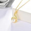 wholesale Gold 925 Sterling Silver 8mm Simulated Pearl Pendant Necklace with Swarovski Crystals for Women-0-1