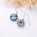 TOUPOP Sterling Silver Crystal Sea Turtle Dolphin Whale Dangle Earrings-0-3