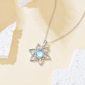 wholesale 925 Sterling Silver Star of David with Blue Moonstone and Cubic Zirconia Pendant Necklace for Women-0-2
