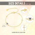 wholesale 14K Gold Evil Eye Cross Charm Adjustable Bracelet (6-9)-0-3