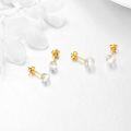 wholesale 14K Gold Pearl Stud Earrings Flat Back Post Jewelry for Women-0-2
