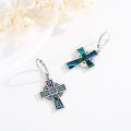 wholesale 925 Sterling Silver Celtic Knot Abalone Shell & Malachite Cross Dangle Leverback Earrings for Women Irish Catholic Christian  Ideas-0-1