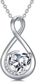 wholesale TOUPOP April Birthstone Necklace For Women Diamond Necklace Pendant 927 Sterling Silver Infinity Love Moon Jewelry Birthday Christmas Gifts For Women Mom Wife Girlfriend -0-0