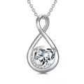 TOUPOP Sterling Silver Diamond April Birthstone Infinity Love Moon Necklace-0-0