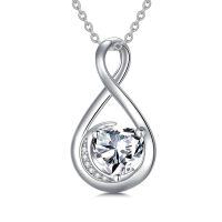 TOUPOP Sterling Silver Diamond April Birthstone Infinity Love Moon Necklace-undefined
