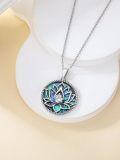 wholesale TOUPOP Lotus Necklace S925 Sterling Silver Abalone Shell/chakra Necklace Yoga Necklace Lotus Jewelry For Women Mother's Day Birthday Christmas Day Gift -0-4