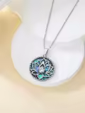 TOUPOP Sterling Silver Abalone Shell Lotus Necklace-0-4