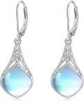 wholesale 925 Sterling Silver Moonstone Celtic Teardrop Dangle Earrings  for Women-0-0