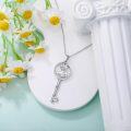 wholesale Sterling Silver Diamond Birth Flower Key Necklace for Women-0-53
