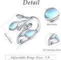 wholesale Sterling Silver Leaf Ring with Birthstone Adjustable Wrap Promise Engagement Wedding Rings for Women-0-47
