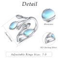 wholesale 925 Sterling Silver Leaf Ring with Birthstone Adjustable Wrap Promise Engagement Wedding Rings for Women-0-47