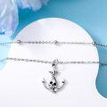 wholesale 925 Sterling Silver Skull Anchor Layered Necklace for Men Women -0-4