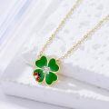 wholesale 14k Green Clover Necklace Wholesale With Lab Diamond And Ladybug Charm-0-4