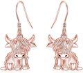 wholesale 925 Sterling Silver Highland Cow Sunflower Dangle Stud Leverback Hoop Earrings-0-30
