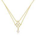 wholesale 925 Sterling Silver Lattice Pendant Necklace With Pearl And Zircon Details-0-0