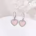 wholesale 925 Sterling Silver Metal Drusy Crystal Heart Dangle Earrings Wholesale (Pink/Blue/Purple) Leverback Drop s for Women-0-4