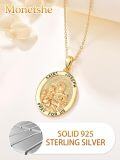 wholesale Gold-Plated 925 Sterling Silver St Joseph Medal Necklace with Pray For Us Inscription and 18+2 Chain - Religious Gift for Women-0-4