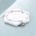 wholesale 925 Sterling Silver Charm Bracelet w/ Sunflower & Butterfly Pendant-0-1