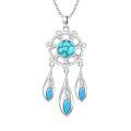 wholesale 925 Sterling Silver Turquoise Dreamcatcher Pendant Necklace with Feathers Bohemian s for Her-0-0