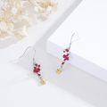 wholesale 925 Sterling Silver Candy Cane Dangle Earrings With Gold Star-0-1