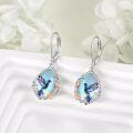 wholesale 925 Sterling Silver Teardrop Moonstone Hummingbird Leverback Drop Earrings with Floral Accents-0-1