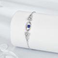 wholesale 925 Sterling Silver Blue Sapphire Heart Claddagh Infinity Knot Chain Bracelet for Women-0-4