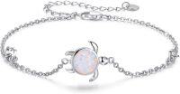 wholesale 925 Sterling Silver Opal Sea Turtle Bracelet - Ocean Nature Jewelry for Women-A-white Opal