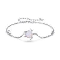 wholesale 925 Sterling Silver Opal Sea Turtle Bracelet - Ocean Nature Jewelry for Women-A-white Opal