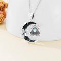 wholesale 925 Sterling Silver Crescent Moon Butterfly Necklace with Black Stone and Blue Crystal Pendant-0-5