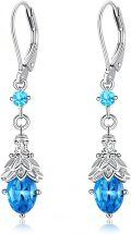 wholesale 925 Sterling Silver Blue Topaz Teardrop Dangle Earrings for Women-0-0