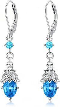 wholesale 925 Sterling Silver Blue Topaz Teardrop Dangle Earrings for Women-Blue