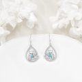 wholesale 925 Sterling Silver Teardrop Turquoise Owl Drop Earrings for Women-0-2