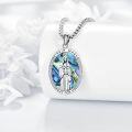wholesale 925 Sterling Silver Virgin Mary Pray For Us Pendant Necklace  with Abalone Shell and Cubic Zirconia Stones for Women/Men-0-2