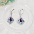 wholesale 925 Sterling Silver Opal & Abalone Shell Filigree Teardrop Dangle Earrings-0-7