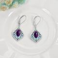 wholesale 925 Sterling Silver Opal & Abalone Shell Filigree Teardrop Dangle Earrings-0-7