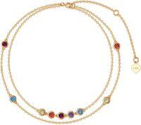 wholesale 14K Gold Rainbow CZ Chakra Anklet - Adjustable Size-double layer