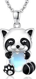 wholesale 925 Sterling Silver Panda Heart Blue Stone Pendant Necklace-0-0