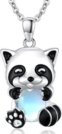 wholesale 925 Sterling Silver Panda Heart Blue Stone Pendant Necklace-Sterling Silver